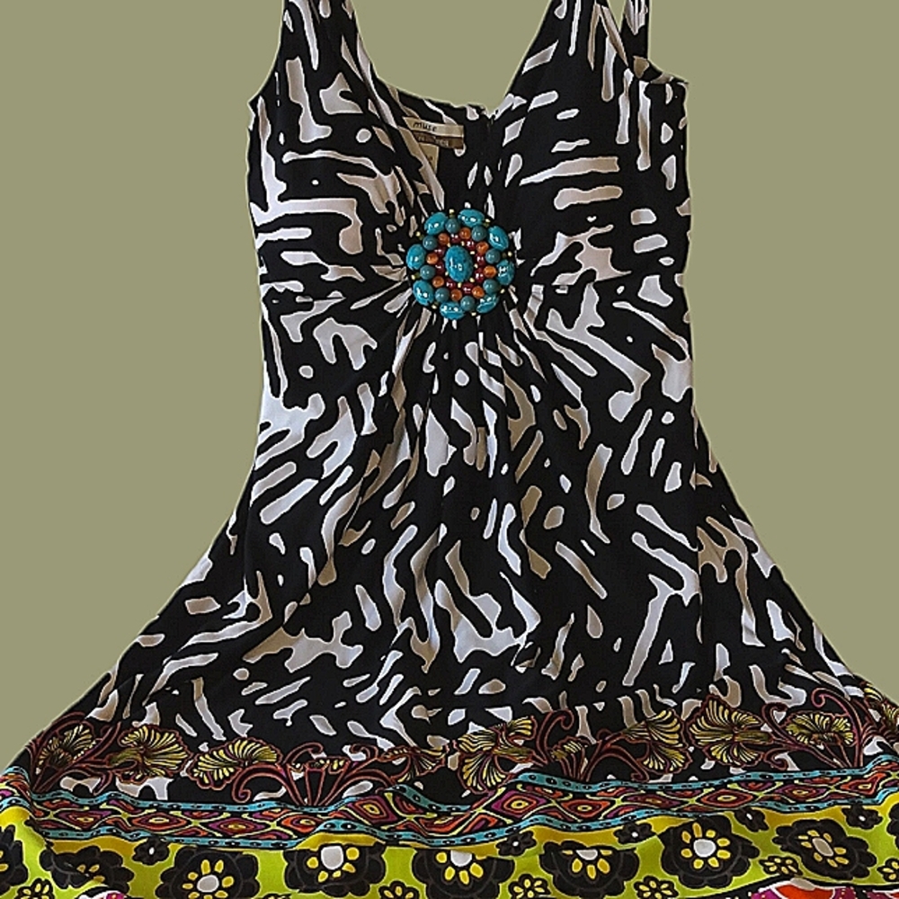 Muse multicolored sleeveless dress, Size 0
